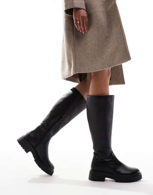 London Rebel - Edith - Bottes hauteur genou à semelle chunky - Noir