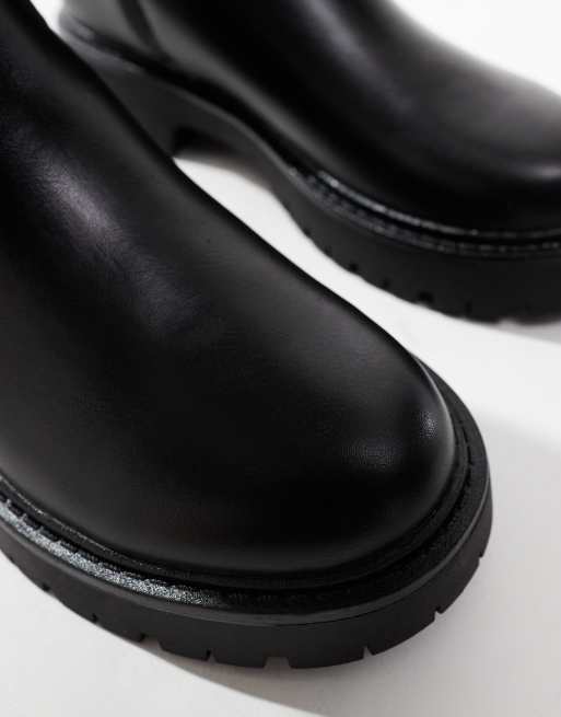 London Rebel Edith chunky knee high boots in black