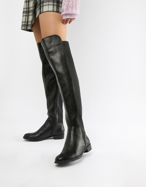 elastic back flat over knee boots