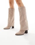 [London Rebel] London Rebel Elena fold-over knee boots in taupe-Neutral 37 Taupe mf