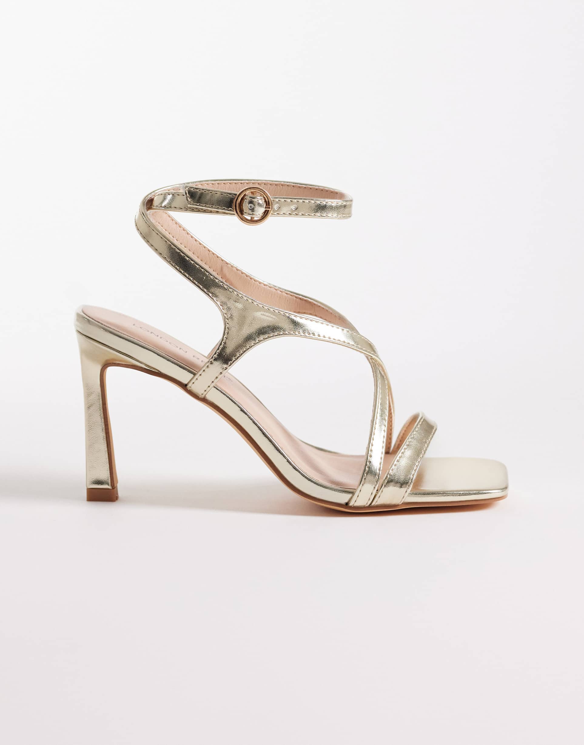 london rebel elin heeled strappy sandals in gold
