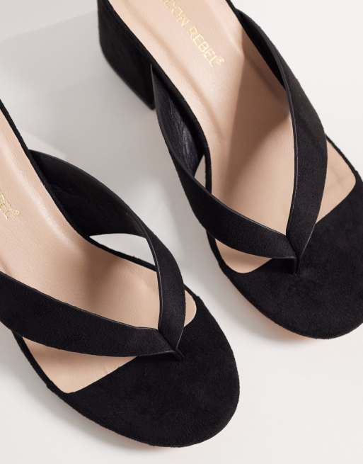 London Rebel - Elle - Tongs à talon en microfibre - Noir, 3 de 4