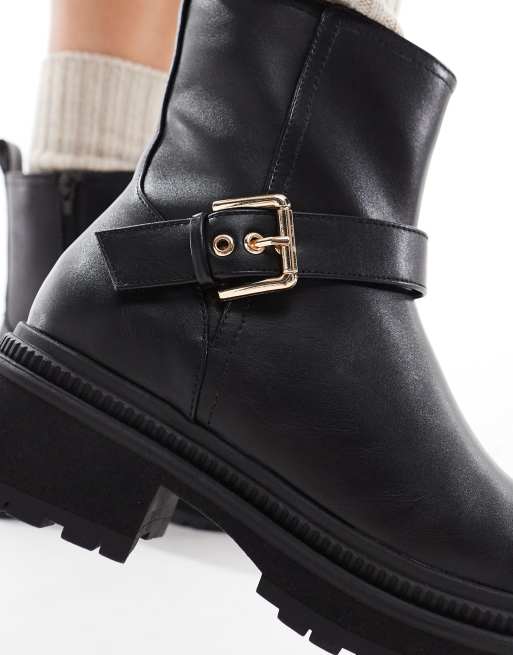 London Rebel - Emma - Bottes chunky avec boucle - Noir, 3 de 4