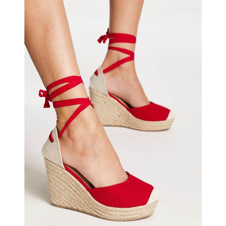 Espadrille talon shop compensé rouge