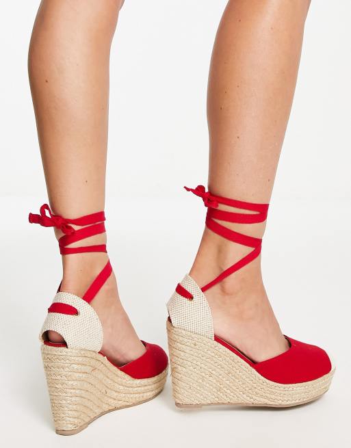 Espadrillas rosse sales con zeppa