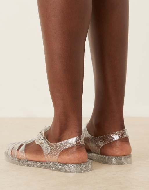 London Rebel – Evie – Flache, durchsichtige Jelly-Schuhe mit Glitzer, 2 von 4