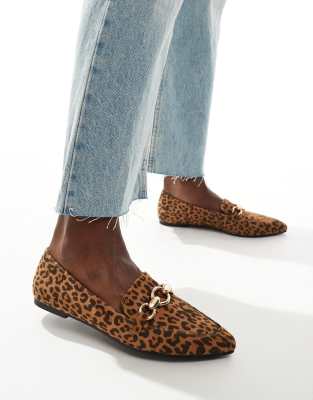 London Rebel Felicity Pointed Flat Shoes In Leopard-multi