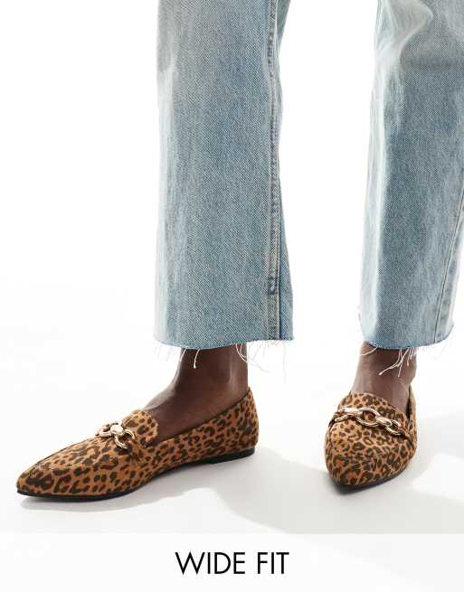 London Rebel - Felicity - Wide Fit - Spidse flade sko med leopardprint 