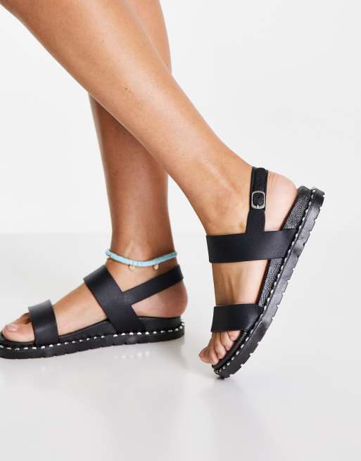 London Rebel - Flade sandaler i sort, 4 af 4