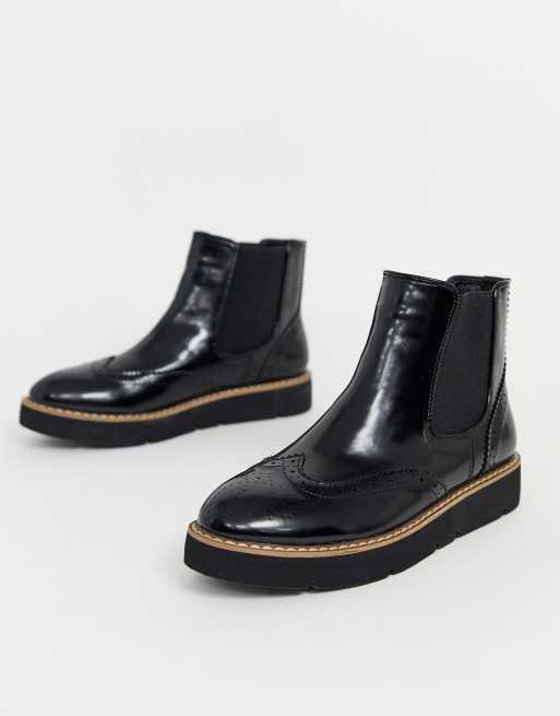 London Rebel flat chunky chelsea boots in black | ASOS