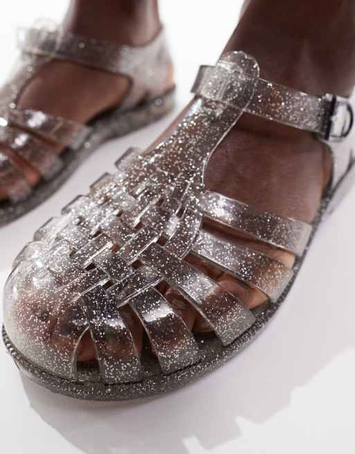 Black glitter jelly shoes shop