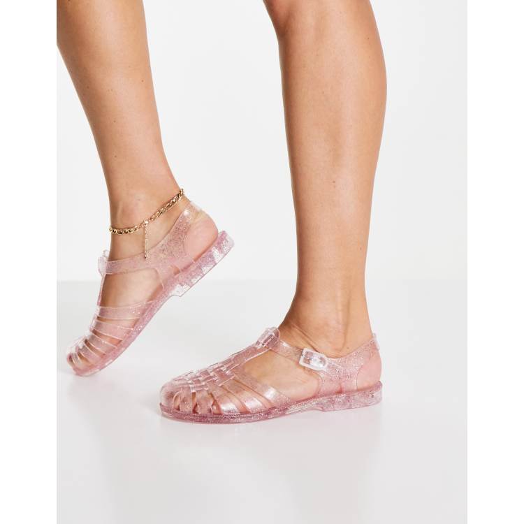 Flat hot sale jelly sandals