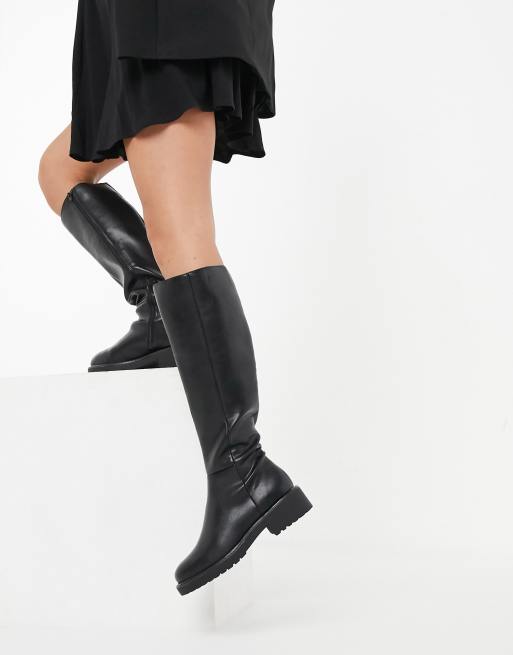 London rebel flat pull on over 2025 the knee boot