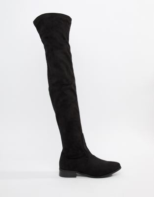 london rebel flat pull on over the knee boot