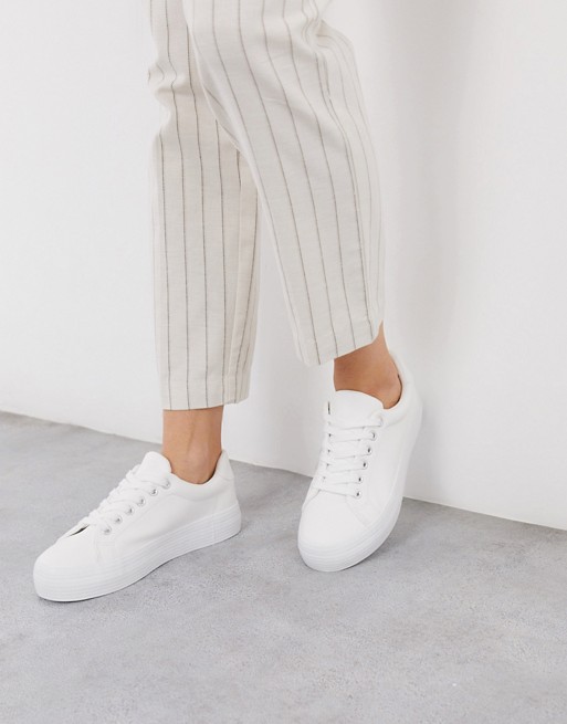 London Rebel flatform lace up trainer in white