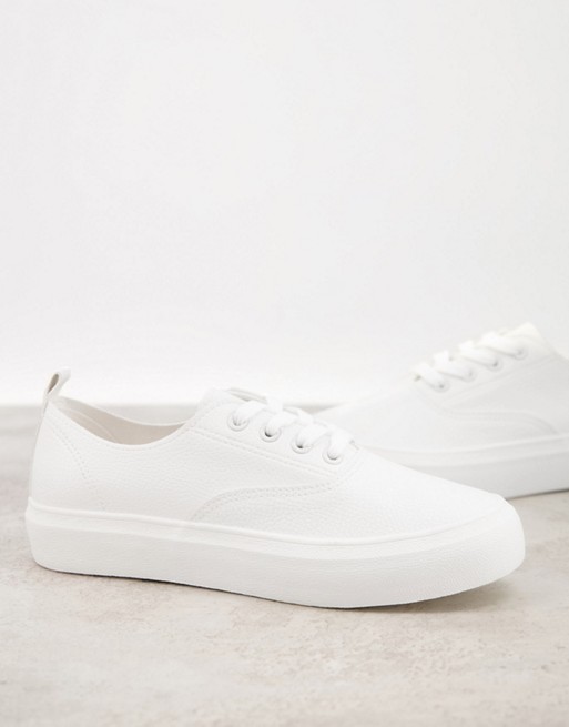 London Rebel flatform lace up trainer in white