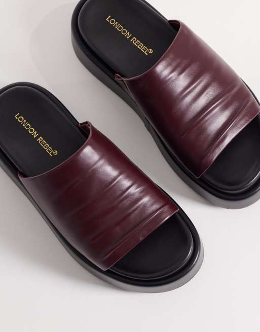 London Rebel flatform slides in burgundy, 3 of 4