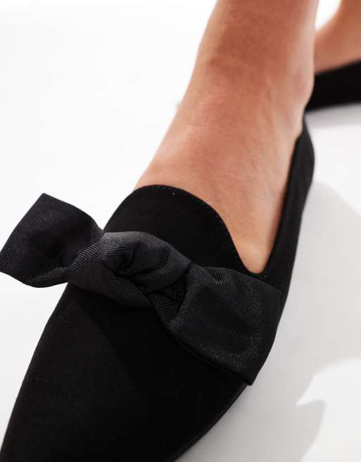 London Rebel Florence pointed bow flat shoes in black , 3 of 4