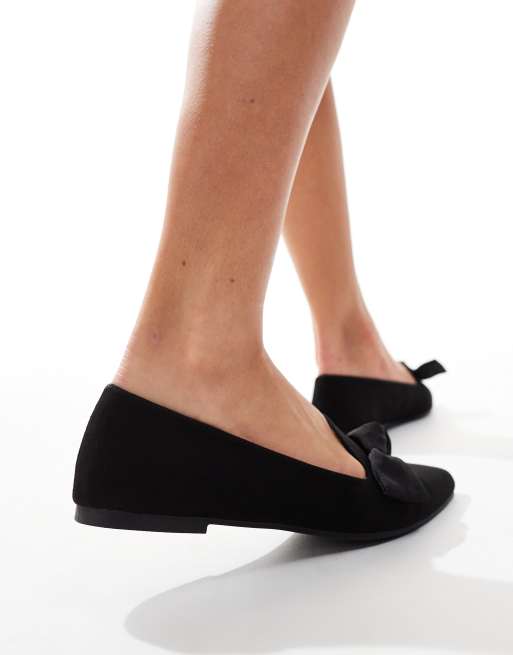 London Rebel Florence pointed bow flat shoes in black , 4 of 4