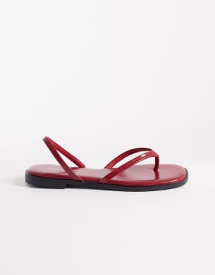 London Rebel - Florie - Flache Sandalen in Burgunderrot