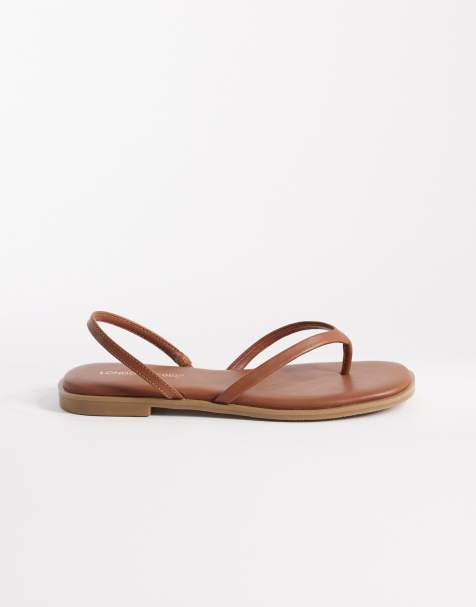 London Rebel Florie flat sandals in tan - view 1
