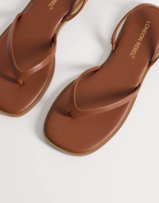 London Rebel - Florie - Gyldenbrune flade sandaler, 3 af 4