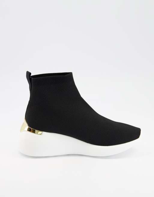 London Rebel - Gebreide hoge sneakers in zwart