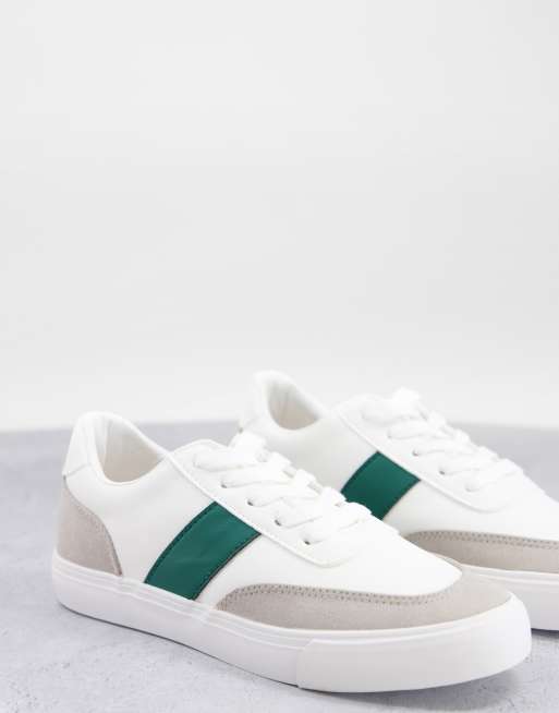 London Rebel green side stripe lace up sneakers
