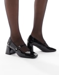 [London Rebel] London Rebel Hazel mid block heeled shoes in patent black 39 Black patent pu