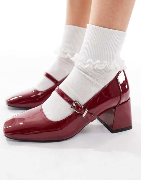 London Rebel - Hazel - Schoenen met halfhoge blokhak in lakrood - view 1