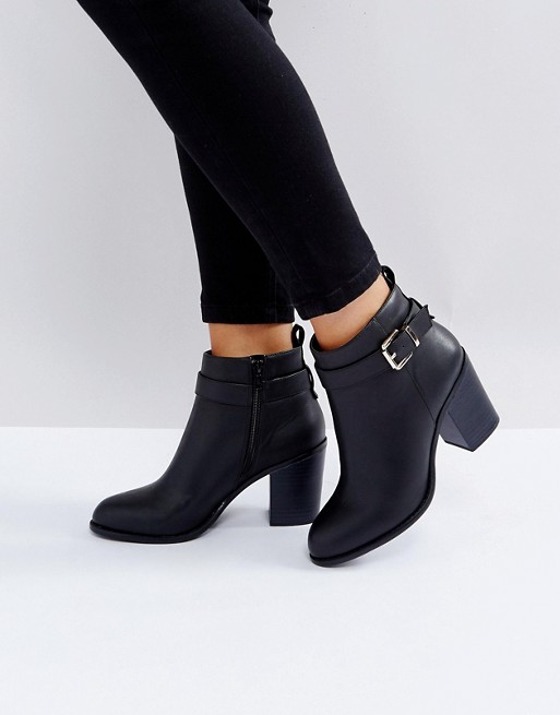 London Rebel Heeled Ankle Buckle Strap Boot | ASOS