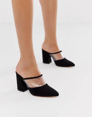 pointed clear mules