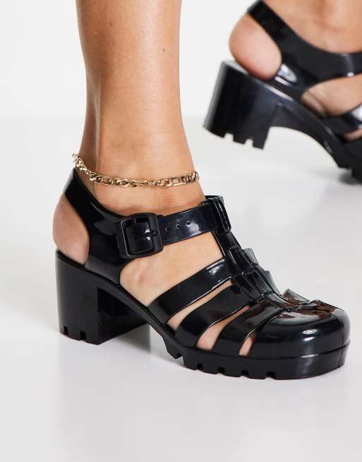 Black cheap jelly heels