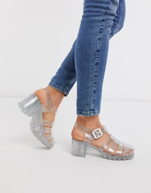 London Rebel heeled jelly shoes
