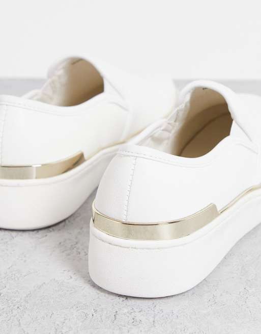 London Rebel - Hvide slip on-sneakers med metalkant, 3 af 4
