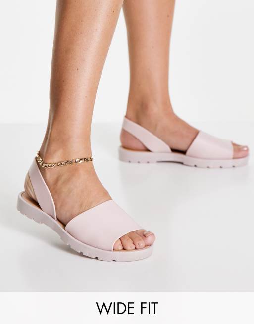 London Rebel – Jelly-Sandalen in Beige mit Fersenriemen, weite Passform