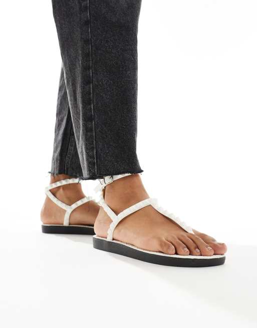 London Rebel - Jelly teensandalen met studs en enkelbandje in wit