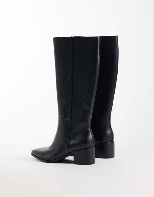 London Rebel Jessie refined pointed knee boots in black, 4 of 4