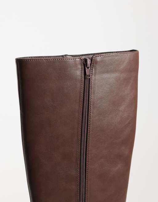 London Rebel Jessie refined pointed knee boots in brown, 2 of 4