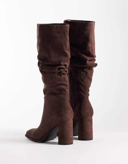 London Rebel Jodie bottes à talon carré couleur chocolat, 4 de 4