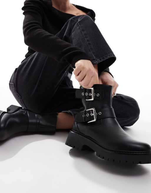 Biker Boots Schaft Stiefeletten Biker Boots Perforierte