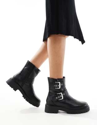 Thumbnail - London Rebel - Keely - Biker-Stiefeletten in Schwarz mit Schnallen