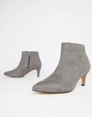 grey kitten heel ankle boots