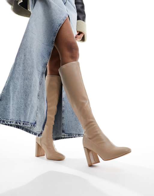 Long Fabric Sock Boot - Beige – FB LONDON