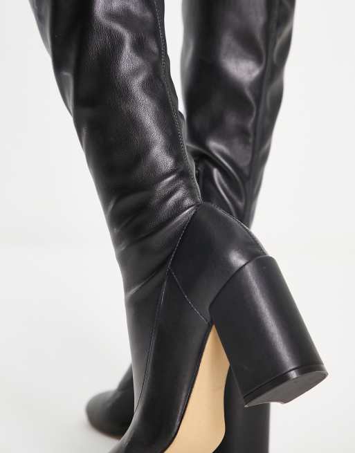London Rebel knee high sock boots in black, 3 of 4
