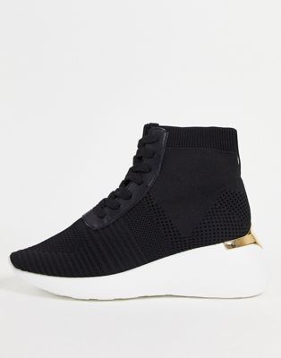 London Rebel knitted sock trainers in black with white sole