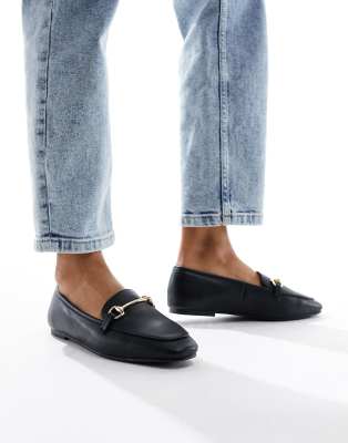 London Rebel knot metal trim loafers in black | ASOS