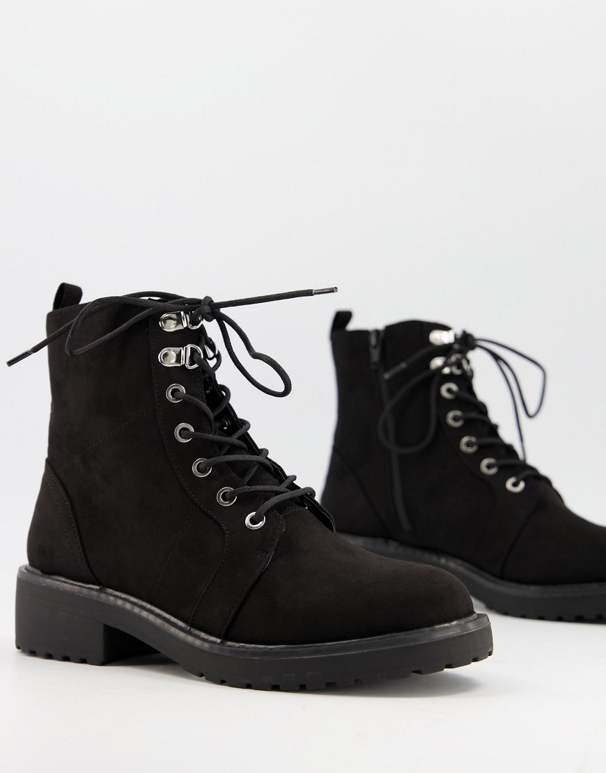 London Rebel lace up ankle boots in black