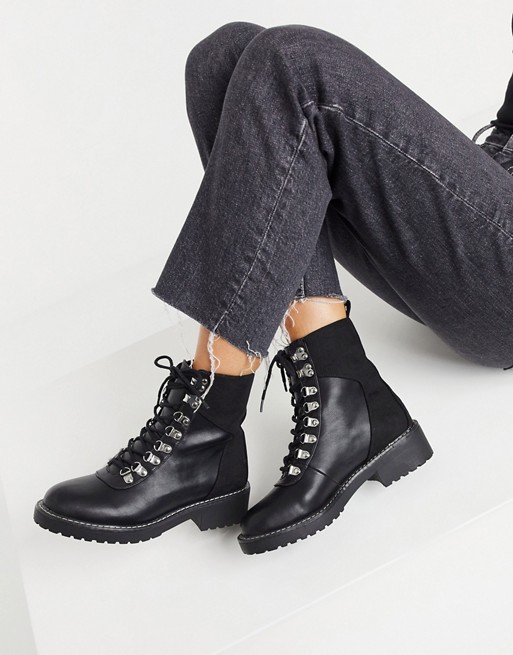London Rebel lace up boots in black