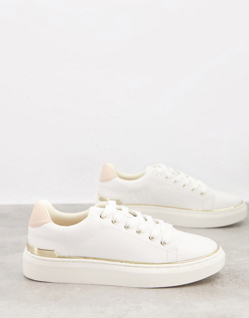 London Rebel lace up metal trim sneakers in white